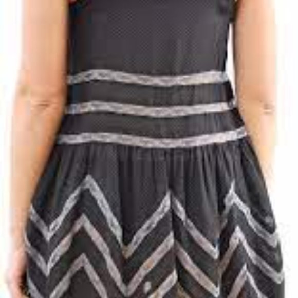 Intimately Free People mini dress Brown/Black Slip Dress - Voile Trapeze - Picture 14 of 16